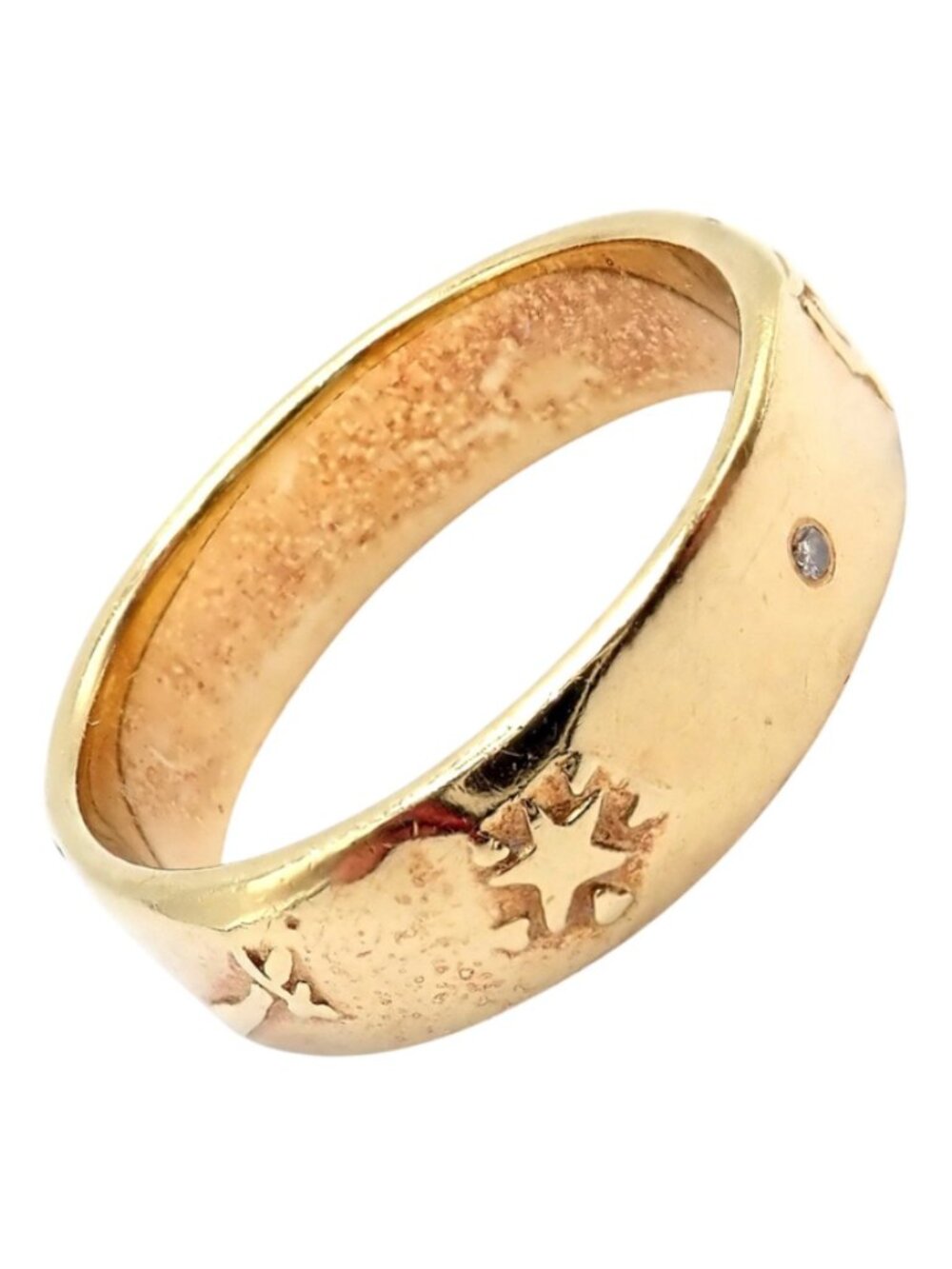 Authentic! H. Stern 18k Yellow Gold Diamond Glyph Band Ring sz 7